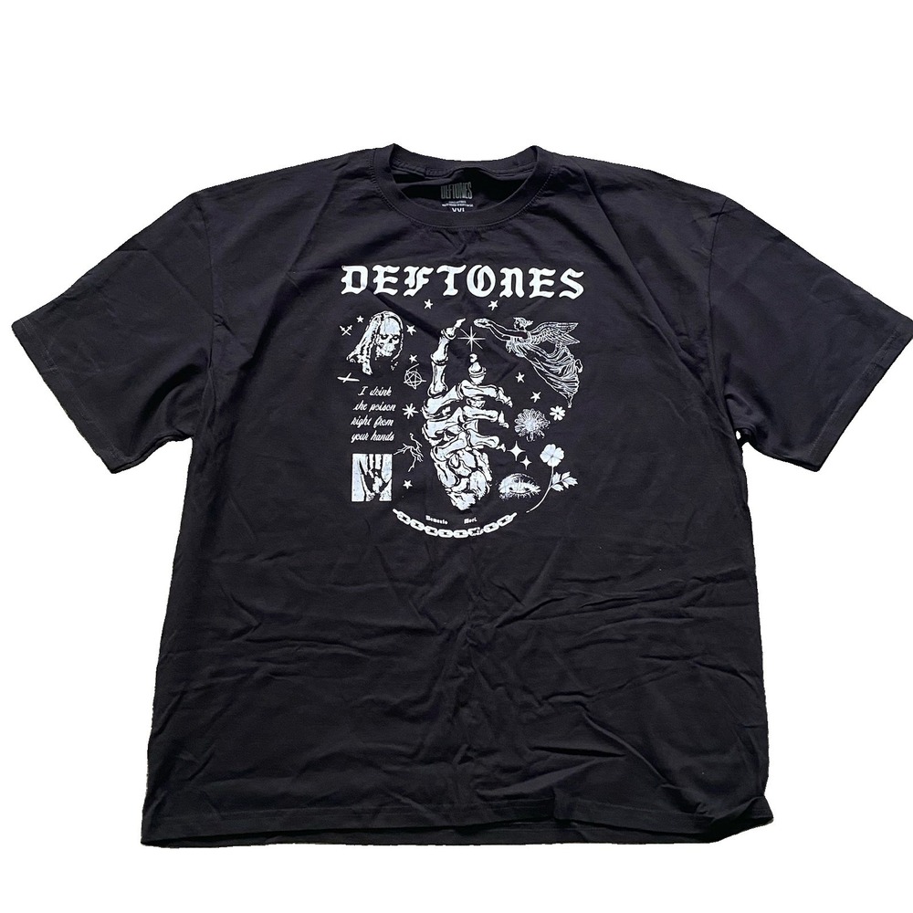 Deftones T Shirt Men 2 XL Black Graphic Print Short Sleeve Cotton